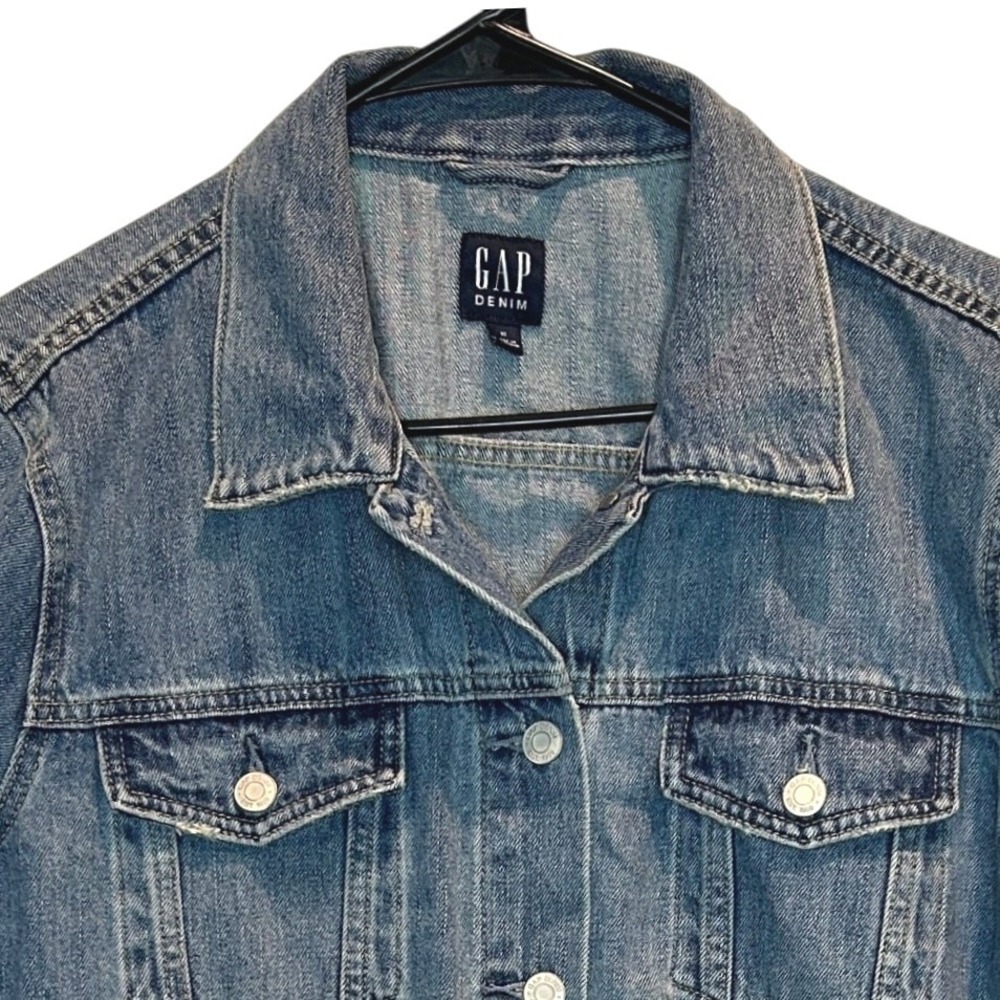 Gap Denim Trucker Jacket XL Mens Blue Medium Wash Cotton Button Front Pocket